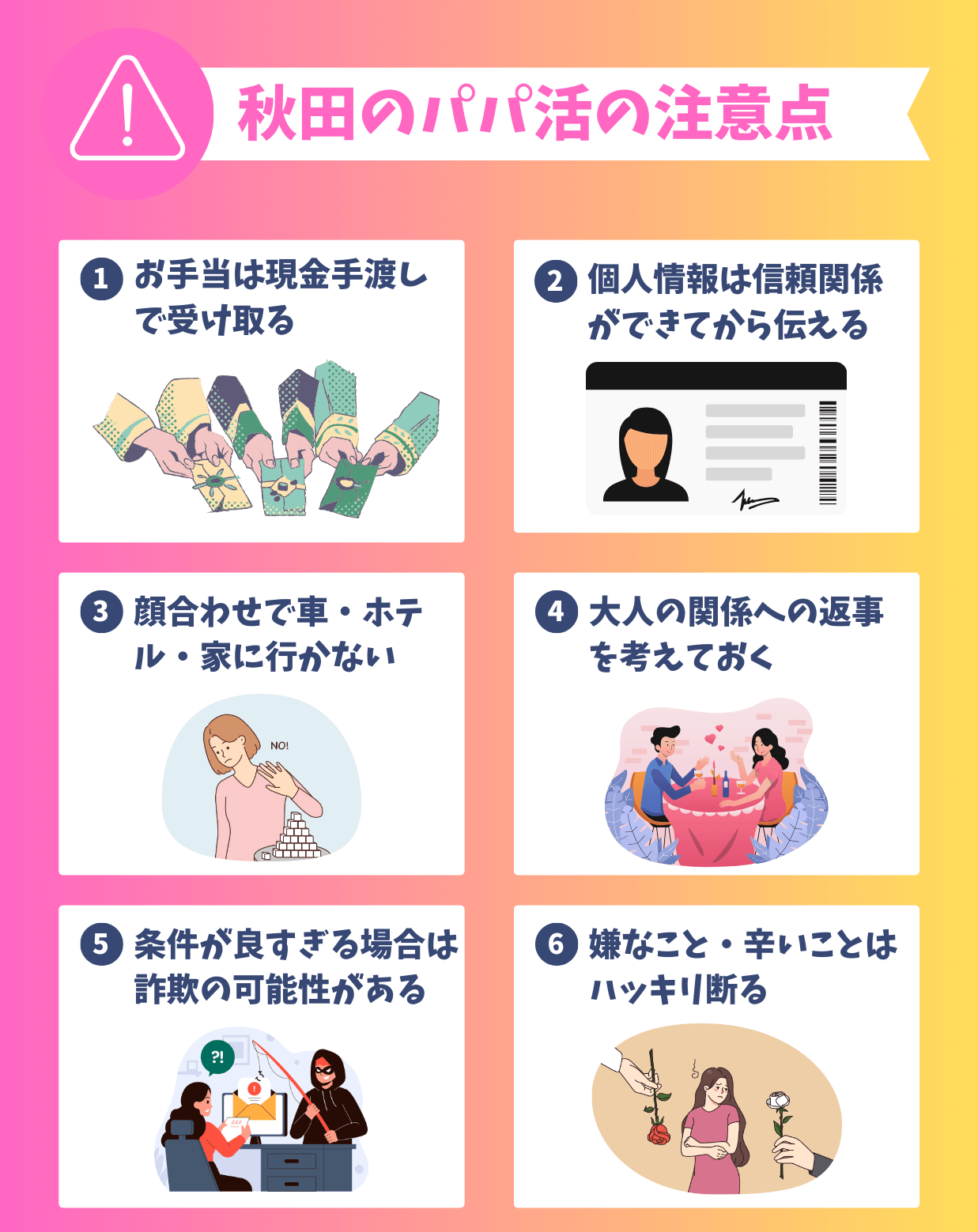 秋田でパパ活するときの注意点