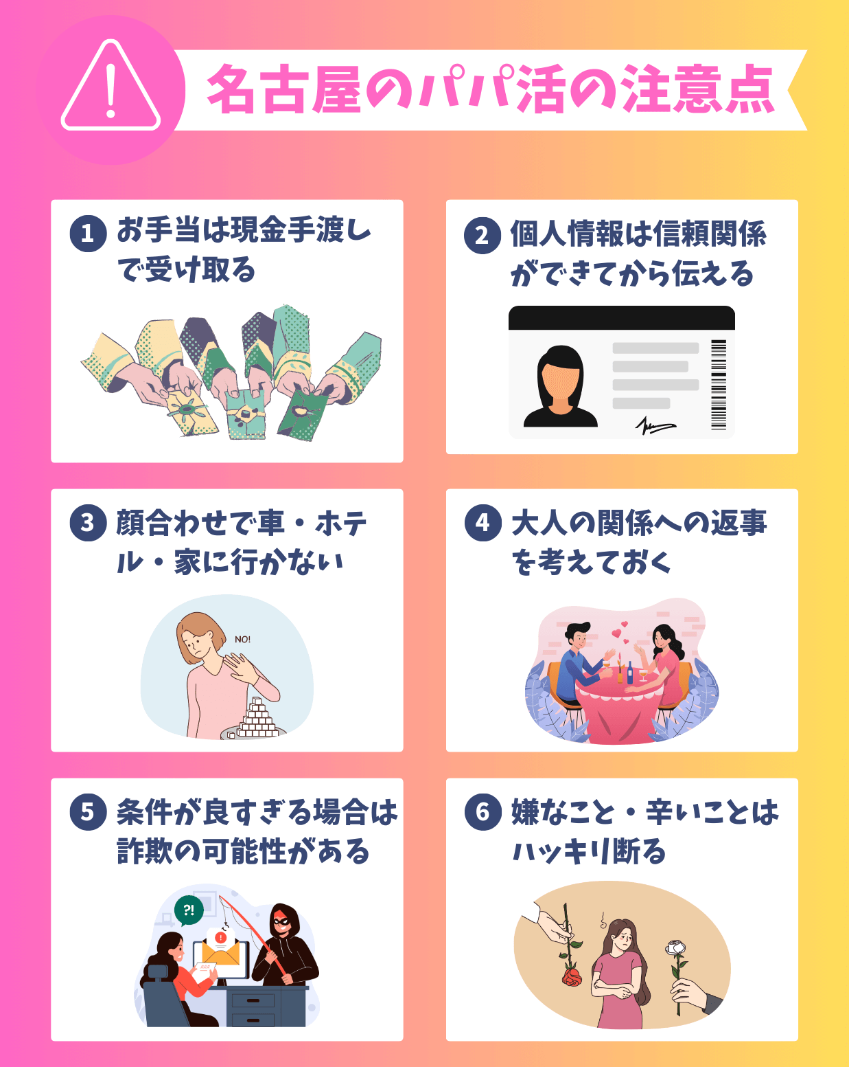 名古屋でパパ活するときの注意点