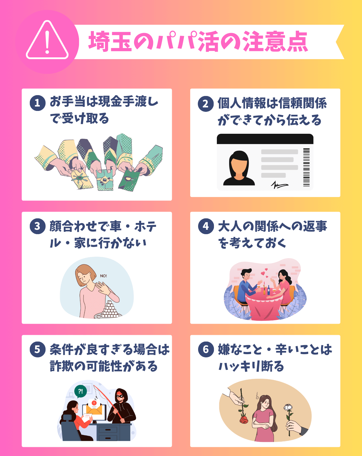 埼玉・大宮でパパ活するときの注意点