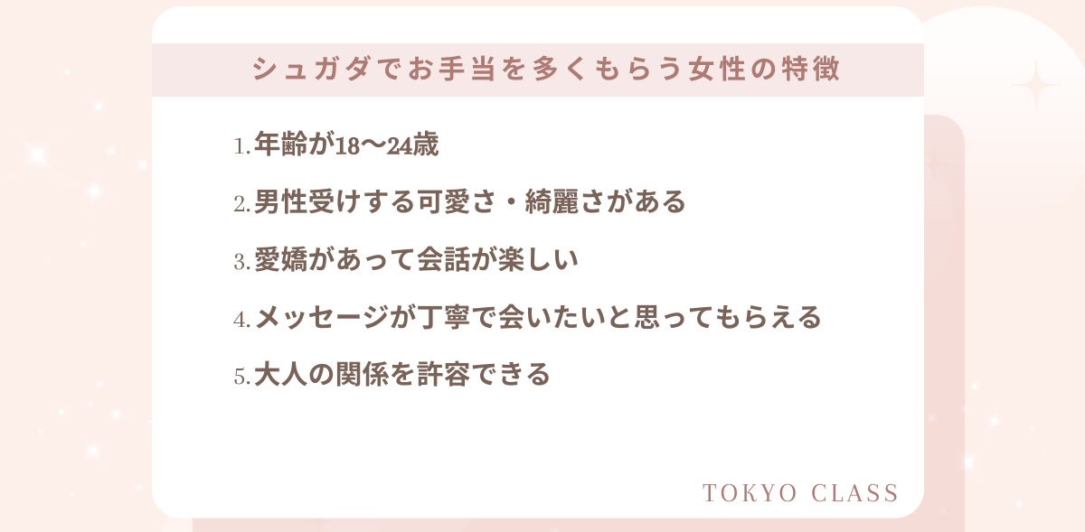 シュガーダディで相場以上にお手当をもらう女性の特徴